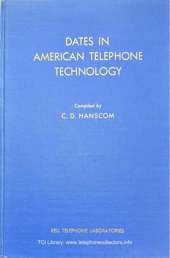 BTL 1961 - Dates in American Telephone Technology