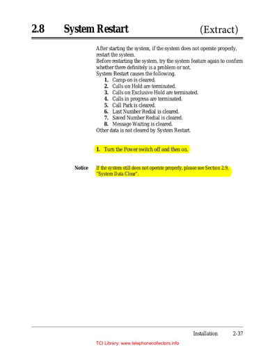Panasonic KX-TA624-3 Manual Extract - System Data Clear