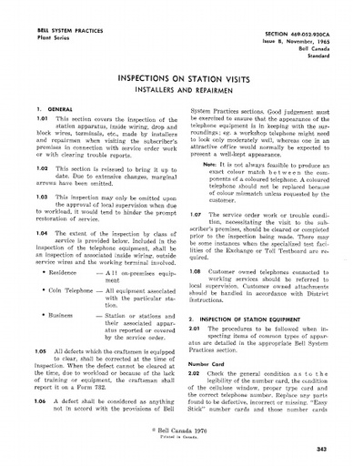 469-052-930CA iB Nov65 - Inspections On Station Visits - Installers & Repairmen