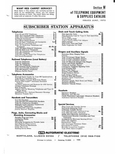 AE Catalog 11000 - Section M - Station Equipment & Supplies - Jun73