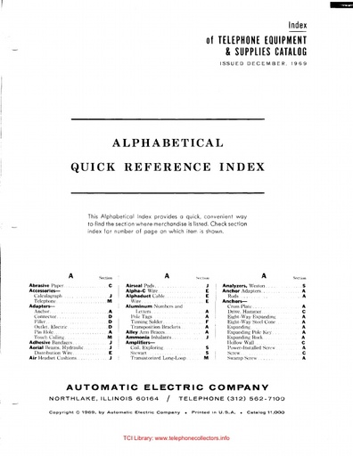 AE Catalog 11000 - Index Dec69