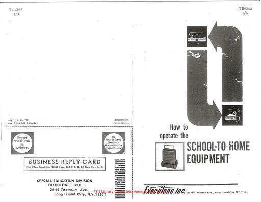 How to Operate the School-to-Home Equipment Executone Business Reply Card
