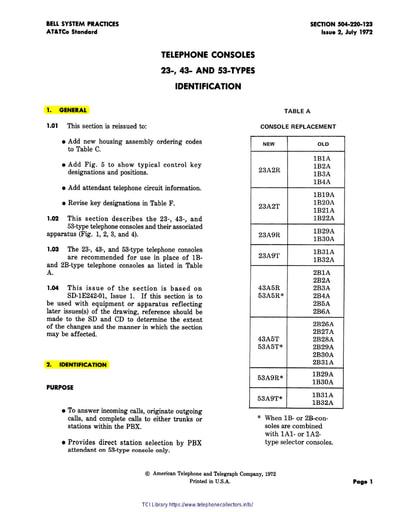 504-220-123 i2 Jul72 - Consoles 23 43 53 types