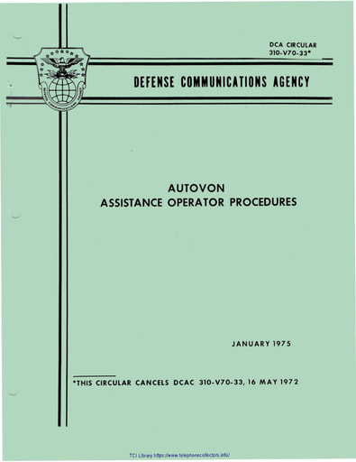 DCA 310-V70-33 Jan75 - AUTOVON Assistance Operator Procedures