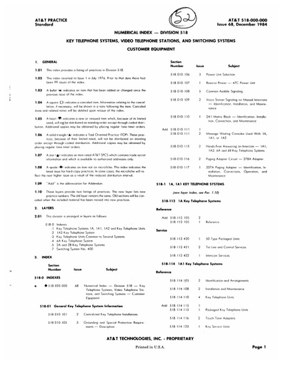 518-000-000 i68 Dec84 - Index