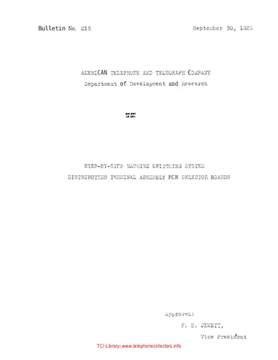 1925 - AT&T SxS Equipment Engineering Notes - Part 1 of 3