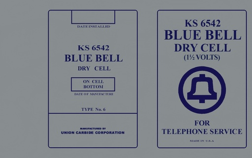 Battery Label 6 - Blue Bell 1969 Logo