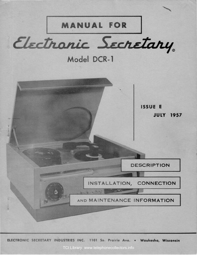 ESI Manual iE Jul57 - Electronic Secretary - DCR-1