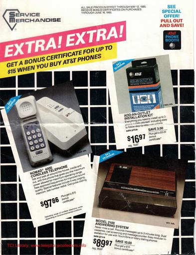 1985 AT&T Phone Flyer - Service Merchandise