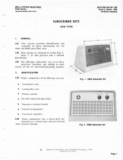 502-201-100 i2 Mar64 - Subscriber Set 694-Type