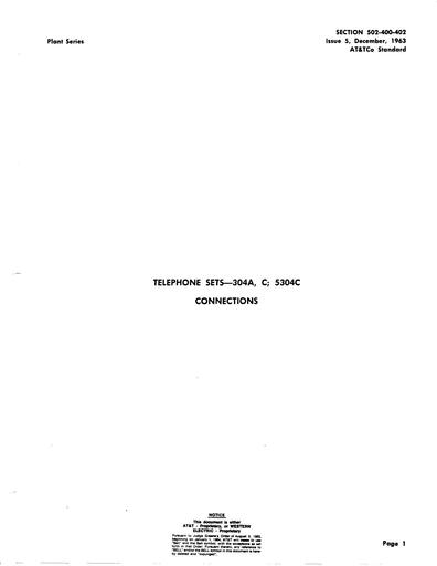 502-400-402 i5 Dec63 - 304A 304C 5304C Telephone-Sets