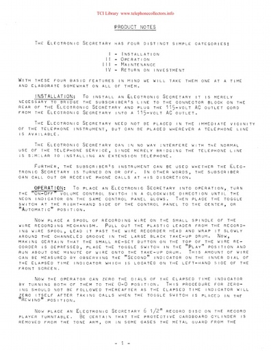 AE Electronic Secretary - Product Notes