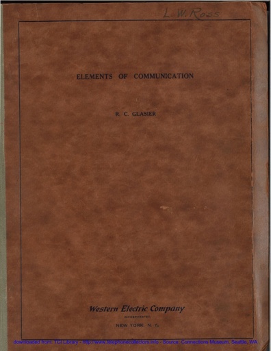 26 WE Elements of Communication - RC Glasier - 1926