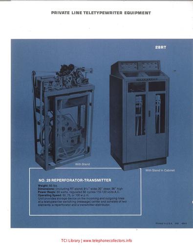 Private Line Teletypewriter Equipment 28RT February 1963 Marketing Brochure