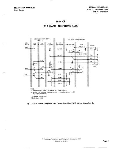 502-320-401 i1 Dec69 - Service 212 Hand Telephone Sets