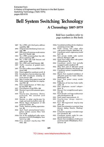 BTL 1975 - Switching Technology Chronology 1925-1975 - extract
