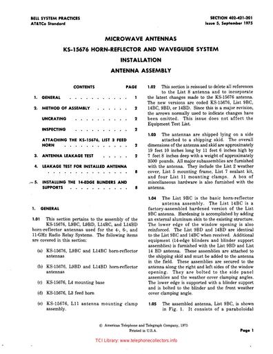 402-421-201 i5 Sep75 - KS-15676 Antenna Assembly