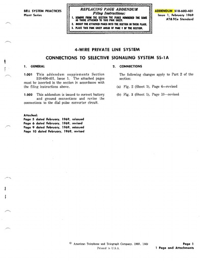 518-600-401 4-Wire P.L. To SS-1A