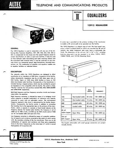 Altec Catalog II - Equalizers