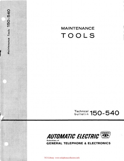 AE TB 150-540 i10 1963 - Maintenance Tools