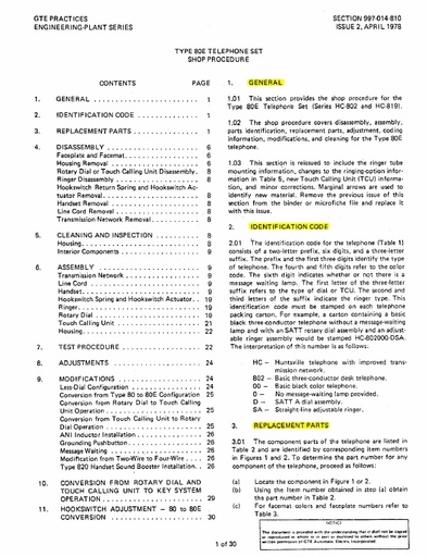 GSP 997-014-810 i2 Apr78 - 80E Telephone Shop Procedure
