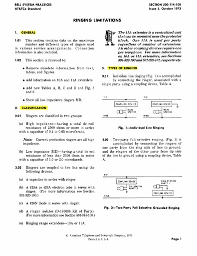 500-114-100 Ringing Limitations