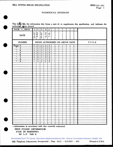 BSRS 103.001 i5 Jul76 - Numerical Divisions
