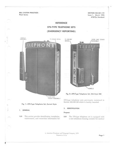 502-501-119 i1 Mar70 - 570-type - Emergency Reporting Telephone Sets