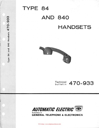 AE TB 470-933 i1 1962 - 84 and 840 Handsets
