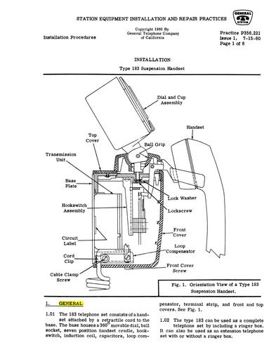 GSP P356.221 ~ 183-Type Telephone Set.