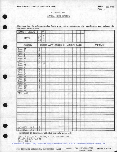 BSRS 350.003 i35 Dec83 - Telephone Sets General Requirements