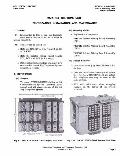 518-310-113 ~ 247A KTU I.D., Installation, Maintenance