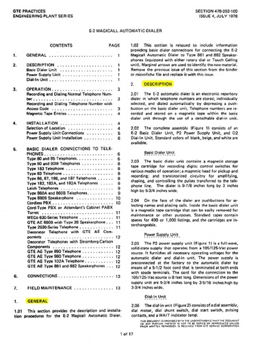 GSP 478-202-100 i4 Jul78 - E-2 Magicall Dialer