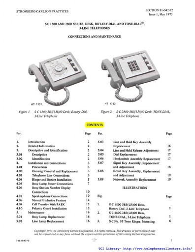 SC 81-042-72 i1 May75 - 1800 and 2800 3-line Desk Rotary and Tone Dial Tel