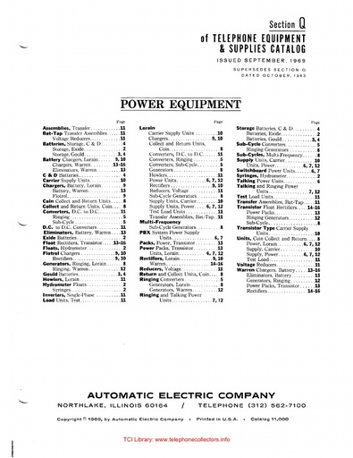 AE Catalog 11000 - Section Q - Power Equipment Sep69