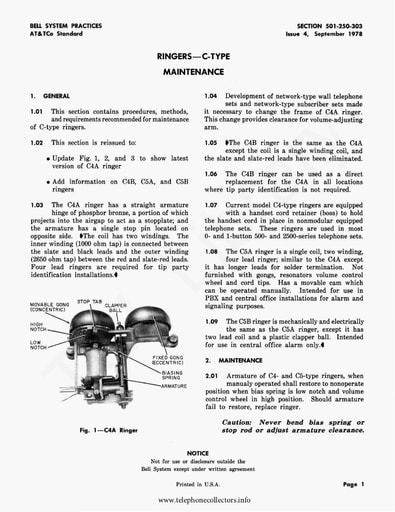 501-250-303 i4 Sep78 - Ringers C-Type Maint