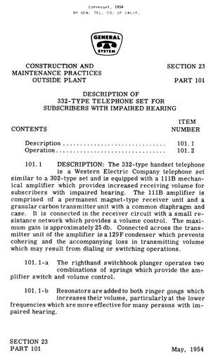 GSP Sec. 23 - Part 101- 332 Tel. Set - Description