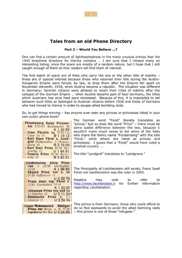 Tales From the Vienna Directory for 1943 Part 2 Would You Believe