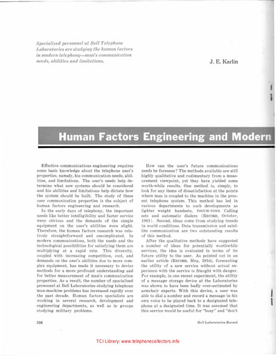 62jun BLR p208 - Human Factors Engineering and Modern Communications