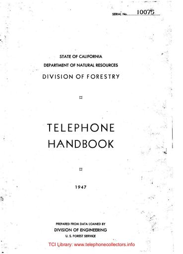 California DNR Forestry - Telephone Handbook - 1947