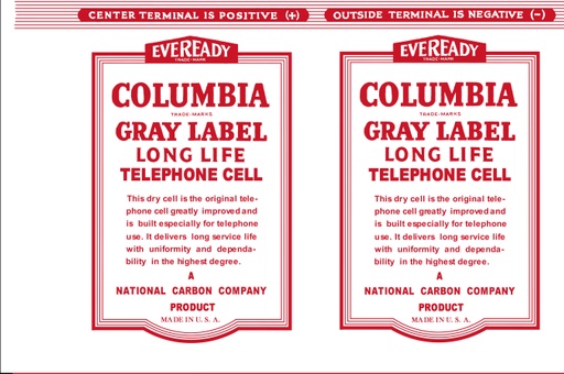 Battery Label 8 - Eveready Columbia Gray Label
