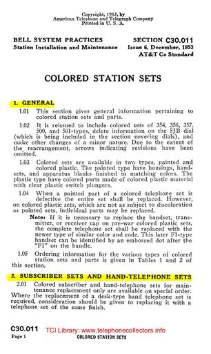 C30.011 i6 Dec53 - Colored Station Sets with Addendum
