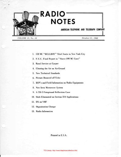 ATT Radio Notes 1960 10 Oct 31