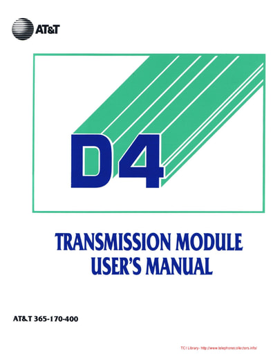 ATT 365-170-400 i2 Jul88 - D4 Transmission Module Users Manual