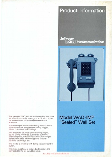 Zellweger - WAD Gas-tight, Sealed Wall Set 1985