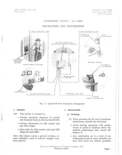 512-515-200 i5 Dec67 - 2A Farm Interphone - Inst and Maint Bc