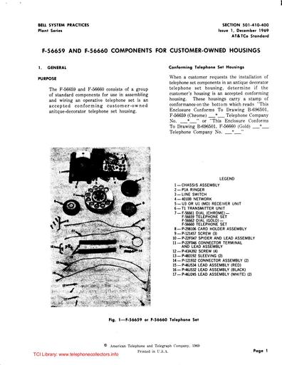 501-410-400 i1 Dec69 - F-56659 and F-56660 Components for Customer-owned Housings