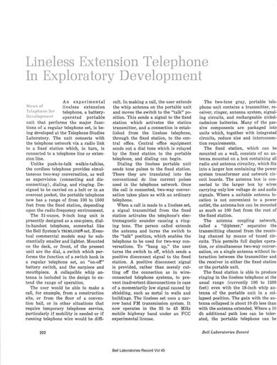 67Jun BLR P202 Experimental Lineless (Cordless) Telephone
