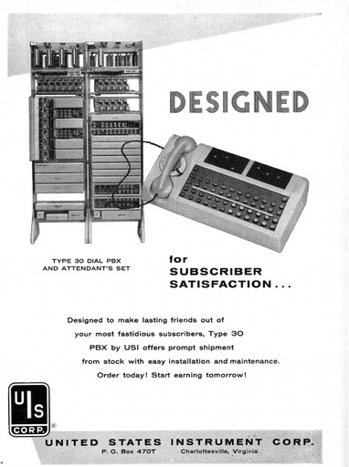 US Instruments Ad - Type-30 Dial PBX and Attendant's Set