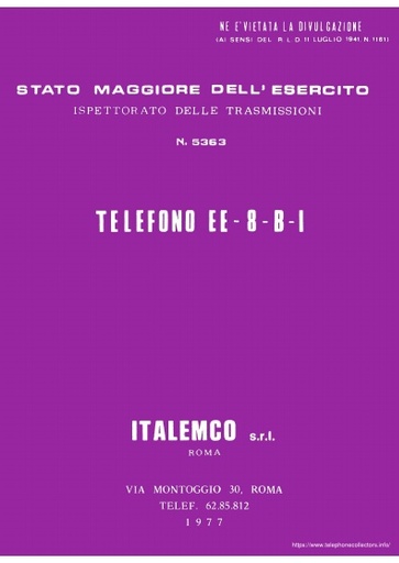 TELEFONO EE-8-B-I -  ITALEMCO 1977 (in Italian)